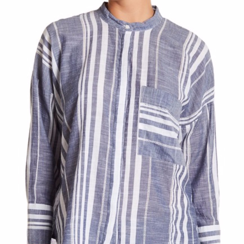 Lucky Brand Blue & White Stripe Button-Down Shirt | 100% Cotton | Size L | NWOT